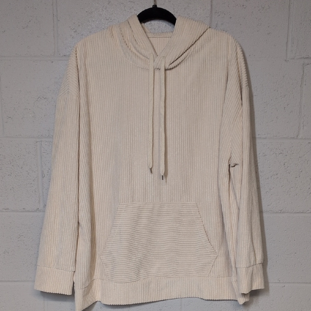 Women's Cream Corduroy Hoodie Size Larget NWOT